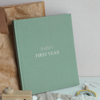 OVO Printing Cahier de notes en lin personnalisé pour bébé Journal de première année Livre de souvenirs Planificateur de journal souvenir pour bébé