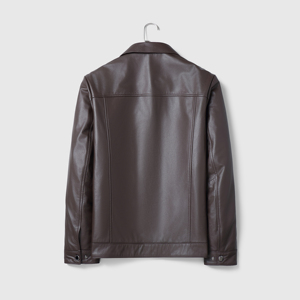 Mùa Thu Mùa Đông Thời Trang Người Đàn Ông Giản Dị PU Mỏng Xe Máy Áo Khoác Phía Trước Logo Thân Thiện Với Môi Bông Đầy Duy Nhất Nút Đóng Cửa Rắn - Product Image 2