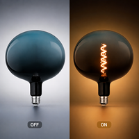 Bombilla LED de Filamento de Vidrio con Degradado Azul-Negro Vintage, Bombilla de Filamento Espiral D220 para Interiores con Alimentación CA, Luces Decorativas de Vidrio E27