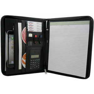 Funda de cuero PU con logotipo personalizado, carpeta profesional de cuero PU con cremallera, hecha a mano - Product Image 1