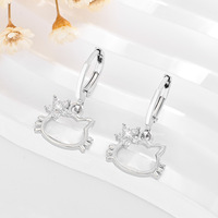LUOYUNE Boucles d'oreilles créoles tendance chaton en zircon taille brillant, plaqué or 18 carats, zircon incrusté, laiton, bijoux pour femmes, vente en gros