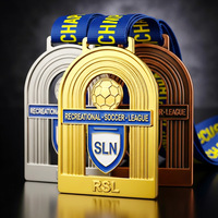 Médailles de champion de football haut de gamme, en relief 3D, or, argent, bronze, trophée personnalisé pour tournoi de football