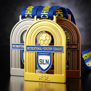 Médailles de champion de football haut de gamme, en relief 3D, or, argent, bronze, trophée personnalisé pour tournoi de football - Product Image 4