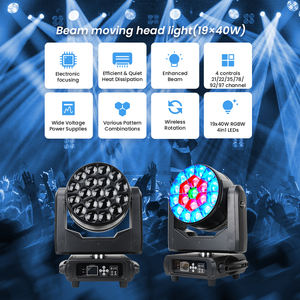 19X40W Bee Eye RGBW 4-in-1 ズームムービングヘッド ウォッシュライト DMX512 Cabezal Movil <span class=keywords><strong>LED</strong></span>リラビーム ディスコライト DJモバイルステージエフェクト - Product Image 2