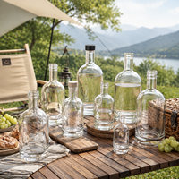 Botella de Vidrio Oslo Extra Flint Reciclable de 500ml 750ml con Impresión de Calcomanía Personalizada y Tapón de Corcho de Madera para Botellas de Vidrio de Ron, Tequila y Vodka