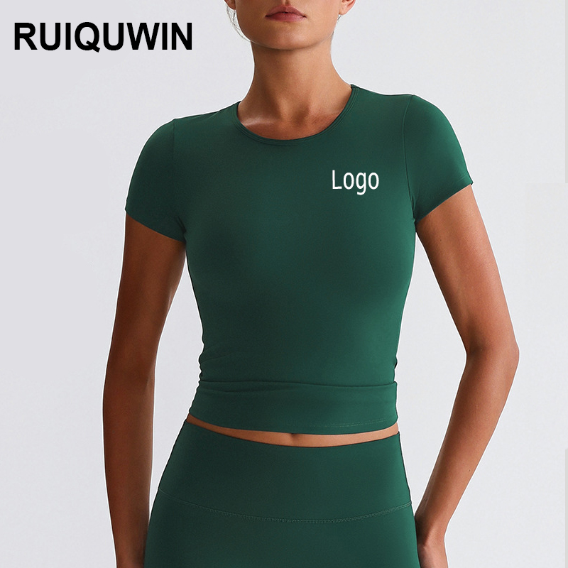 RUIQUWIN Wholesale New Women's Short Sleeve Round Neck Sports T-Shirt Quick Dry Running Yoga Top Slim Fit Breathable Workout Tee