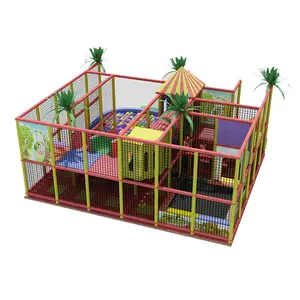 Peralatan tempat bermain komersial tema warna taman bermain lembut dalam ruangan kayu untuk anak-anak