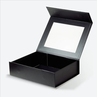 Boîte cadeau en carton rigide pliable avec logo personnalisé de luxe, fermeture magnétique et fenêtre transparente