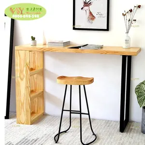 Meja Kopi Tinggi Kayu Solid Kualitas Tinggi Solid Stave Ash Wood Bar Table Tinggi 105Cm untuk RUMAH & Restoran