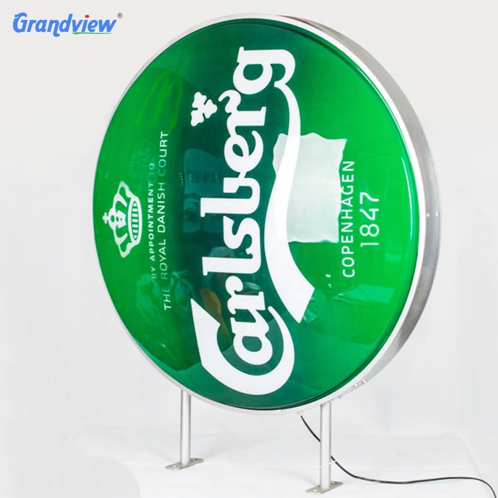 Forme adaptée aux besoins du client d'impression d'écran en soie de logo LED boîte à lumière ronde