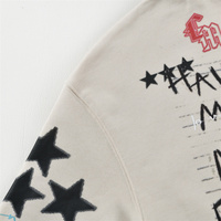 Sweat à capuche court pour homme, 100% coton, grammage lourd 450 GSM, sans cordon, coupe oversize, impression DTG graphique, logo personnalisé