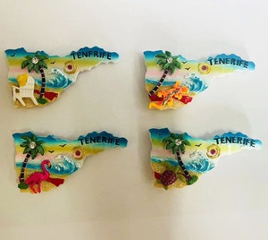 Imán de Resina Personalizado con Mapa de <span class=keywords><strong>Tenerife</strong></span>, Playa Náutica, Delfín, Tabla de Surf, Tortuga, Palmera, Decoración Sostenible para el Hogar - Product Image 1