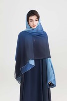 Ensemble coordonné pour femmes musulmanes, mode modeste, bleu foncé ombré, logo personnalisé OEM, caftan fluide et robe intérieure