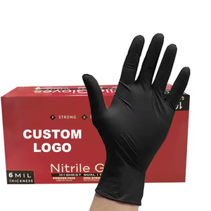 Guantes de nitrilo negros gruesos para tatuajes de 6mil de textura completa, guantes de nitrilo negros duraderos para salón de belleza de uñas sin polvo y sin látex - Product Image 1