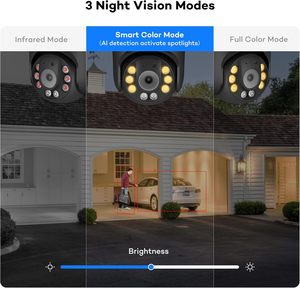 Caméra de sécurité IP PoE HD PTZ 6MP, suivi humain et détection de véhicules, zoom numérique 3X, audio bidirectionnel, <span class=keywords><strong>vision</strong></span> <span class=keywords><strong>nocturne</strong></span> couleur intelligente - Product Image 2