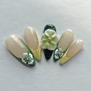 2025 Hợp Thời Trang Vẻ Đẹp Mùa Hè 3D Thiết Kế Vỏ Y2K Có Thể Tháo Rời Hạnh Nhân Vàng Sao Làm Móng Tay 10Pcs Handmade Báo Chí Trên Móng Tay - Product Image 5