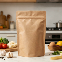 Pochette en papier kraft compostable et biodégradable avec fermeture éclair |   Emballage alimentaire écologique pour café, fruits secs et sucre