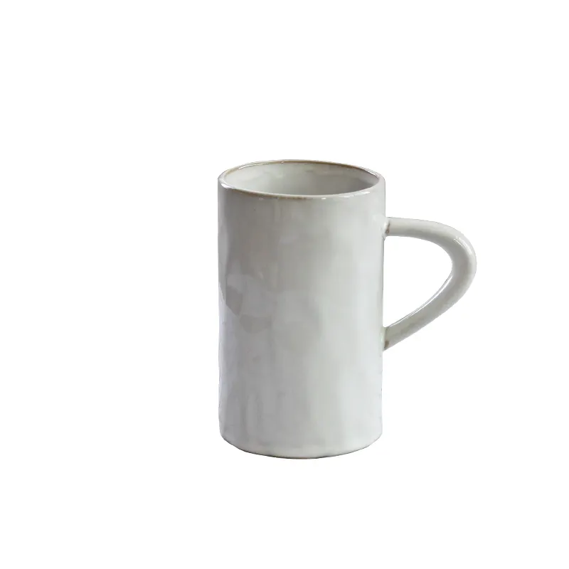 Modern simple design stoneware white coffee mug with handle for home use