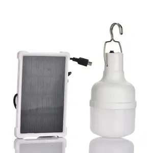 휴대용 태양 야영 램프 태양 전지판 강화된 재충전용 LED 전구 램프