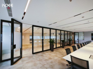 Tùy Chỉnh Đôi Kính Cách Âm Di Chuyển Phân Vùng Không Khung Phòng Họp Kính Thiên Văn Tường - Product Image 6