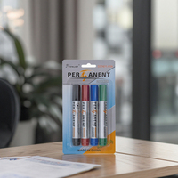 Fenlot 4 pièces ensemble stylo marqueur permanent à alcool non toxique couleur internationale étanche fournitures de bureau promotionnelles en plastique