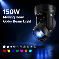 Mini projecteur LED 150W à tête mobile avec 7 gobos, 8 couleurs, prisme, contrôle DMX RDM pour événements DJ