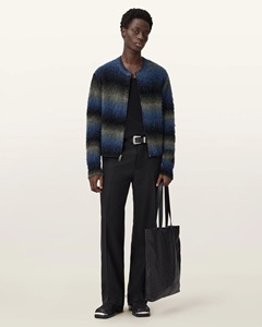 <span class=keywords><strong>Cardigan</strong></span> <span class=keywords><strong>Uomo</strong></span> <span class=keywords><strong>Blu</strong></span> Nero Ombré con Zip, Giacca in Maglia Sfumata Effetto Peluche - Product Image 3