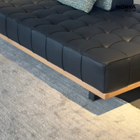 Ensemble de canapé sectionnel en forme de L NORYA, canapé en cuir véritable avec structure en bois de chêne massif pour le salon