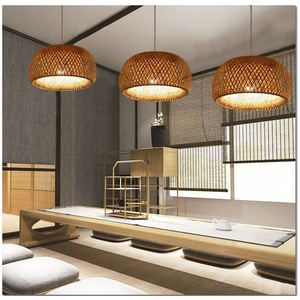 Lámpara colgante tejida de bambú de estilo japonés, bombilla Led E27 redonda para decoración de sala de té, restaurante, casa de huéspedes - Product Image 5