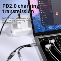 Câble adaptateur audio USB Type-C 2-en-1 vers 3,5 mm pour haut-parleur d'ordinateur et téléphone - Convertisseur jack casque mâle-femelle 5 m