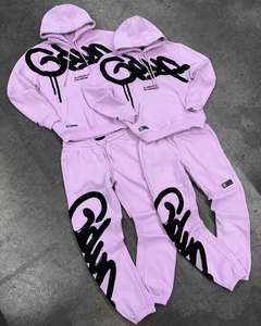 Nouveau GEEDUP Top qualité lourd 100% coton sweat-shirt pantalon ensemble décontracté coupe ample pantalons de survêtement pour hommes et femmes lettre à capuche - Product Image 4
