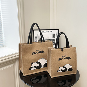 Custom Printed Jute Tote Bag Reusable Shopping <b>Handbag</b> with OEM Service for Women - Product Image 2