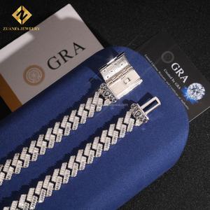 Joyería de Moda, Diseño Único, 15mm, Estilo Hip Hop para Hombre, con Certificado GRA, Piedra de Moissanita Esmeralda+Pera, Cadena Cubana de Miami - Product Image 4