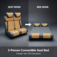 Asiento Cama para Autocaravana de 2 Personas con Riel Deslizante, Sofá Cama Convertible para Autocaravana, Conversión de Autocaravana OEM