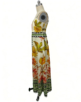Robe longue maxi d'été pour femme, unie, à lacets, style décontracté pour soirée, avec motif léopard, sans col, taille unique