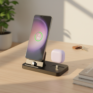 Station de charge 2-en-1 pour téléphones et écouteurs avec interface Type-C, support de bureau pour Samsung uniquement, compatible iPhone 17/16/15 - Product Image 3