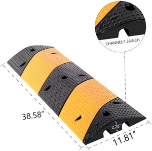 Factory Wholesale Heavy Duty 50 TON Retractable Equipment Hump Traffic Portable <b>Road</b> Rubber Speed Bump With Cable Slot - Product Image 4