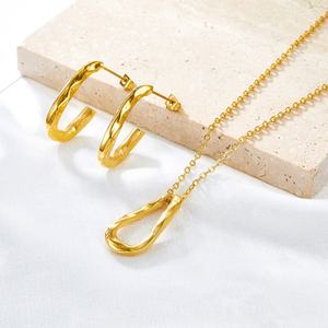 New Design 18K Gold Plated Stainless Steel Oval and Square Cut Out Shaped <b>Jewelry</b> <b>Set</b> <b>for</b> <b>Women</b> - Product Image 2