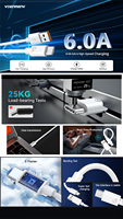 Kabel USB Type-C 6A Super Cepat Pengisian Daya, Micro USB untuk Earphone, Harga Murah, Terbuat dari Tembaga Murni, Laris Manis
