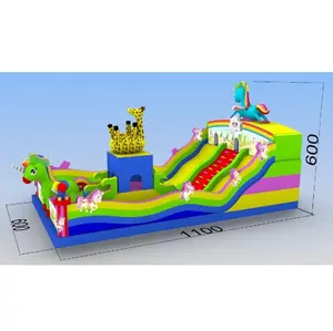 Hot Sale Factory Manufactured Inflatable bouncer jumping castle slider commercial bounce house with slider 11m x 6m x 6m