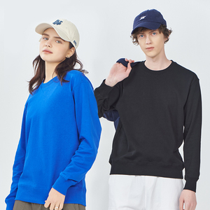 Wholesale Custom 300gsm Crew-neck Pullover Heavy Solid Color Men's Combed Cotton Sweatshirt Woven French Terry Autumn Hoodie - Product Image 5