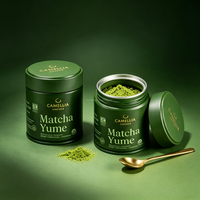 Boîte en métal pour matcha avec logo personnalisé, 30/40/50g, fermeture hermétique avec anneau de traction, couvercle à vis, qualité alimentaire, anti-fuite, pour poudre de thé