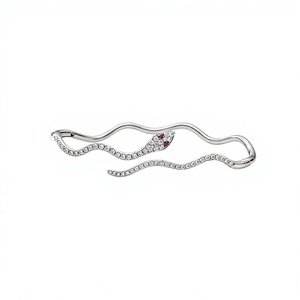 Natural Ruby Snake <b>Bangle</b> 925 Sterling Silver Rhodium Plated Serpent Cuff Bracelet July Birthstone Claw Setting Jewelry - Product Image 6