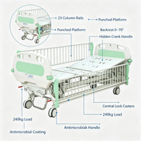 Bestseller Lisen A15-I Hochwertiges Verstellbares Doppelfunktions-Kinderkrankenhausbett Metall Blau 1 Jahr Garantie