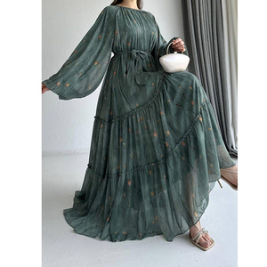 Ả Rập Trung Đông In Ramadan Dài Tay Áo Phụ Nữ Ăn Mặc Giản Dị Hồi Giáo Quần Áo Abaya Hồi Giáo Phụ Nữ Ăn Mặc - Product Image 5