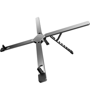 Support pliable pour ordinateur portable en alliage d'aluminium, verrouillage automatique à ressort, 6 vitesses réglables, charge de 10 kg, léger pour le bureau et les voyages - Product Image 1