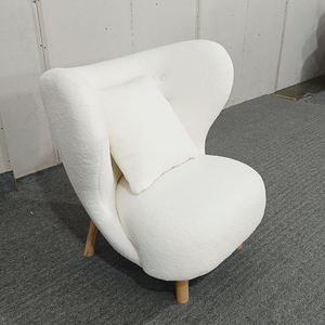 Sofá individual de tela para sala de estar, <span class=keywords><strong>sillón</strong></span> blanco moderno, patas de madera - Product Image 2