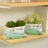 Nouveaux pots de fleurs d'intérieur personnalisés, jolies décorations en céramique, pots à succulentes en forme de pile de livres avec trou de drainage pour la maison