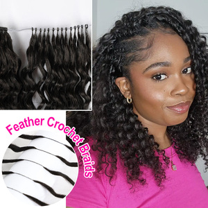 Extensions de cheveux humains bouclés au crochet, tresses sans nœuds, mèches de cheveux humains bouclés birmans pré-bouclées - Product Image 1