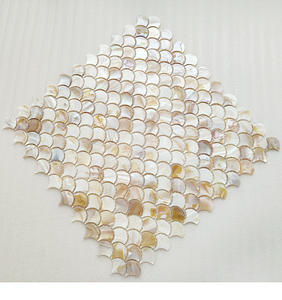 حرف يدوية طبيعية عالية الجودة على شكل مروحة من أم اللؤلؤ البحر ديكور لجدار شرفة المطبخ والحمام - Product Image 4